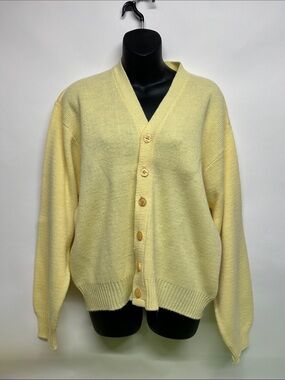 S Yellow V-Neck Button Cardigan Sweater - Women vintage mainliner size large